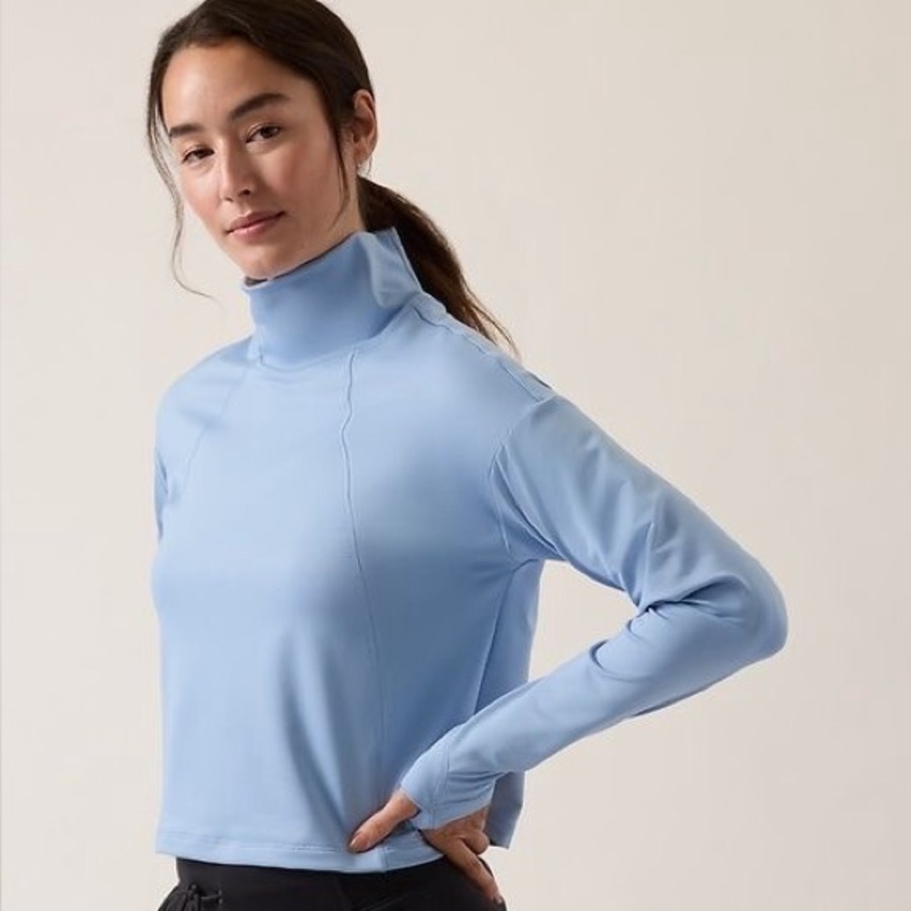 ATHLETA Whistler Mock Neck Long Sleeve Top In Sky Blue
